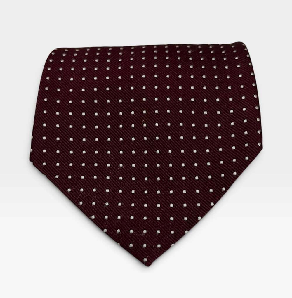 VTG Polo Ralph Lauren Classic Burgundy Dot Tie Silk 90s 58” Made in USA